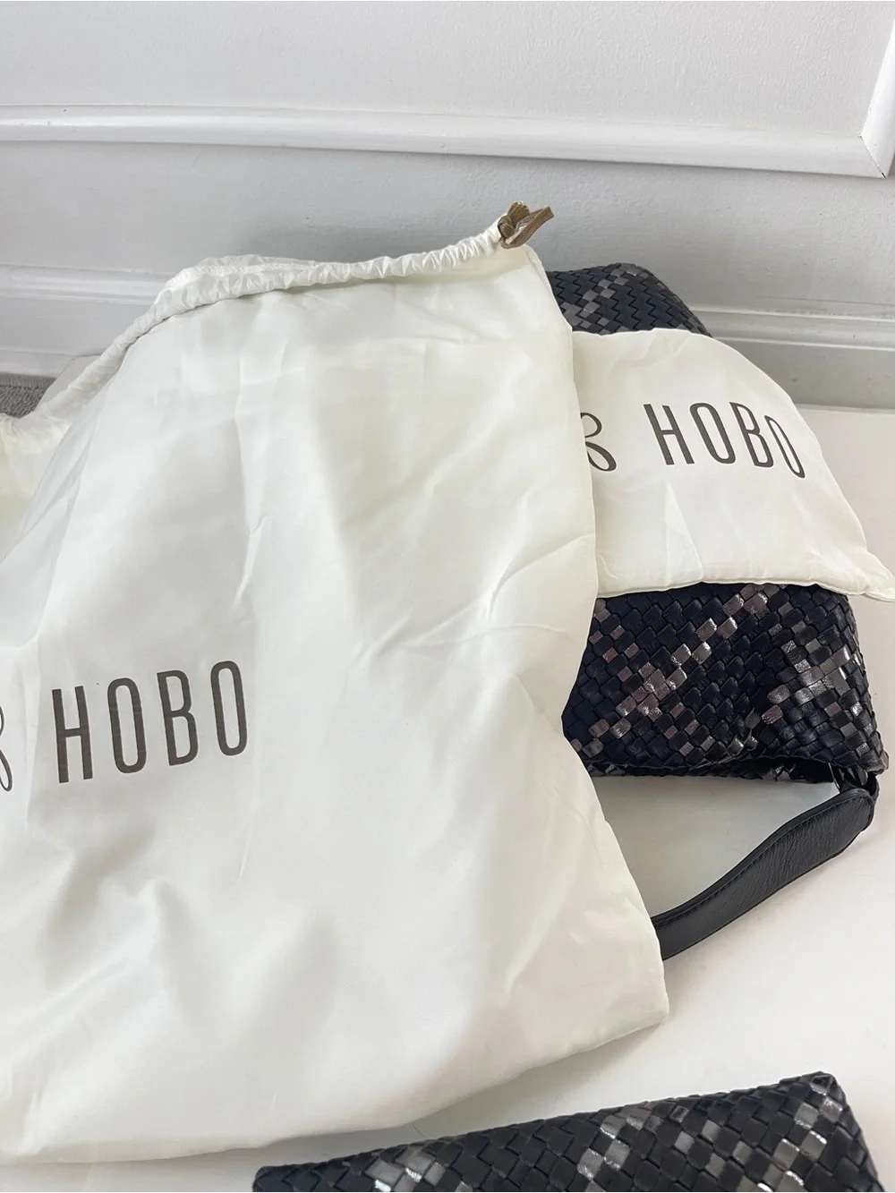 Hobo International Harley Slouchy Leather Shoulder Bag & Wallet Black Metallic